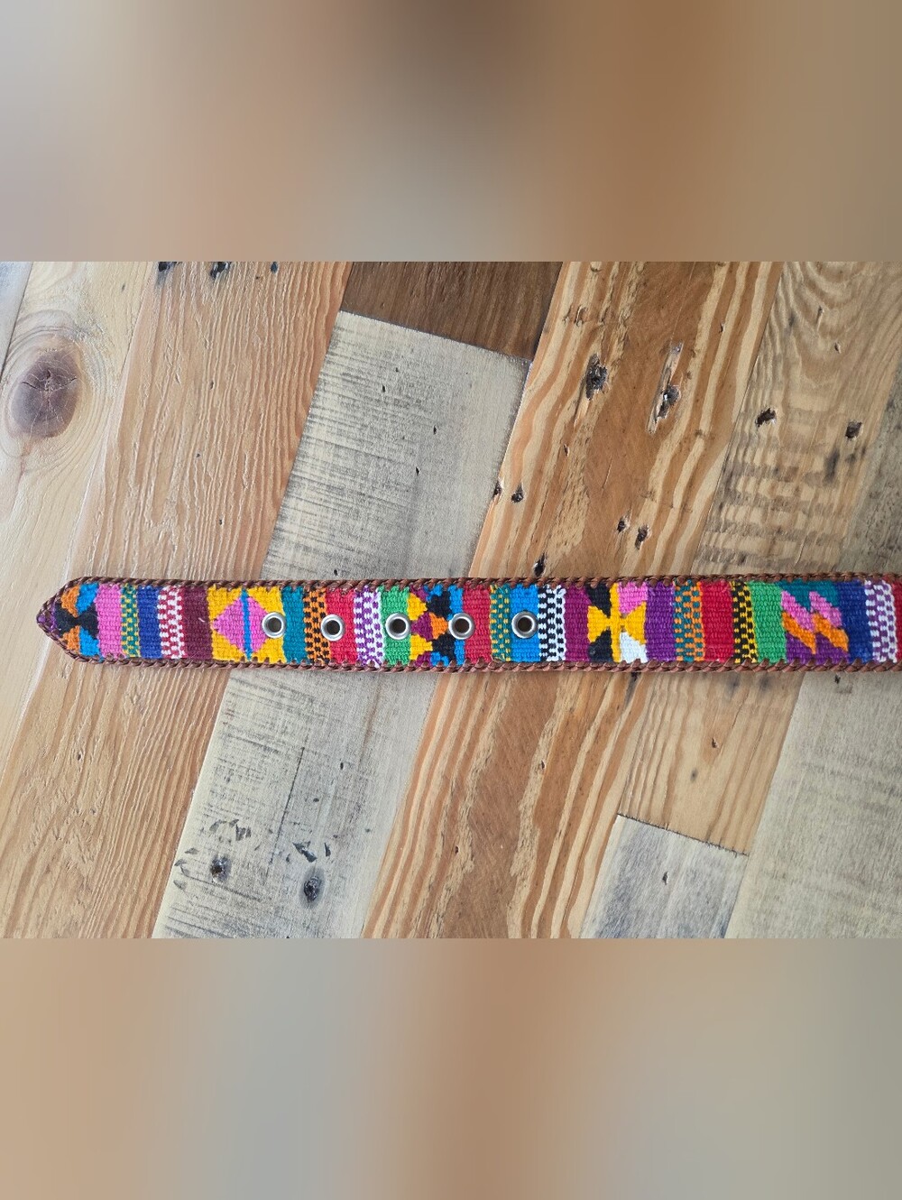Traditional Guatemalan Vibrant Woven Embroidered Colorful Belt Size 32 - Picture 5 of 10